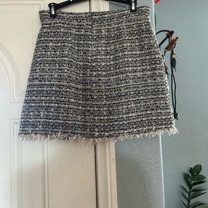 Elegant Tweed A-Line Skirt in Black and White